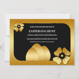 Convite para Caça de Ovo de Brunch de Páscoa Doura