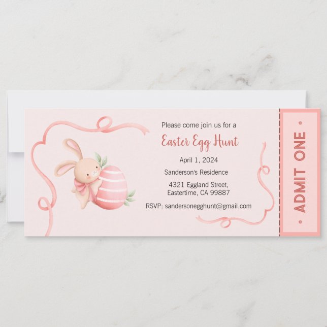 Convite para Caça de Ovos em Páscoa, Festa de Pásc (Frente)