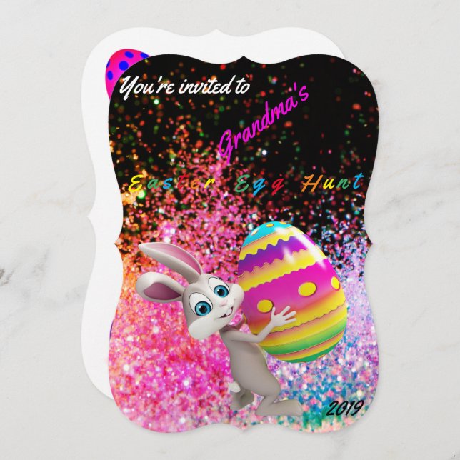 Convite para Caça de Ovos em Páscoa - Personalizar (Frente/Verso)