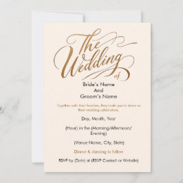 Convite para caligrafia elegante "O Casamento de"