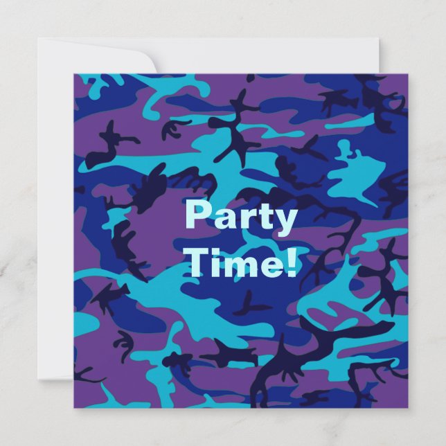 Convite para Camuflagem Azul Escuro e Roxo (Frente)