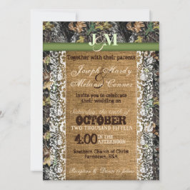 Convite para Camuflagem com Burlap & Lace