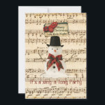 Convite para Cantando Snowman<br><div class="desc">Snowman cantando convite de festas com informação na parte de trás.</div>