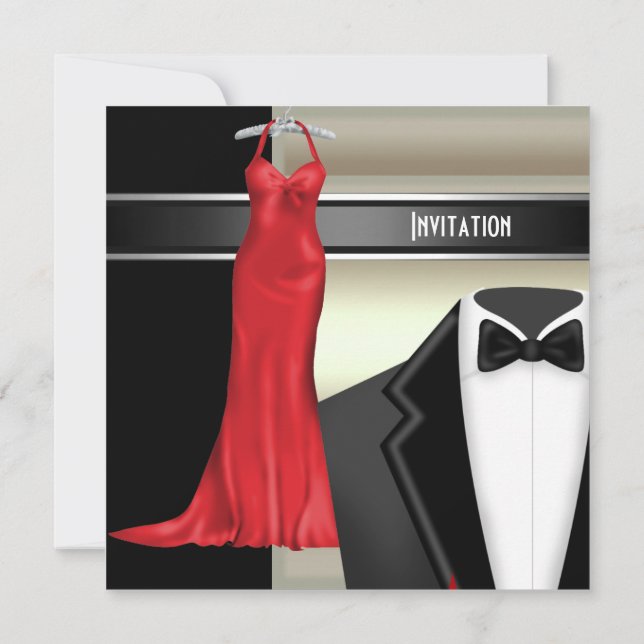 Convite para Caridade de Gravação Preta Formal (Verso)