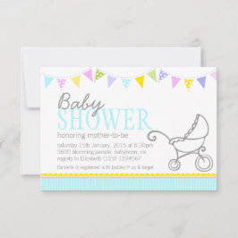 convite para carrinho de chá de fraldas pram strol