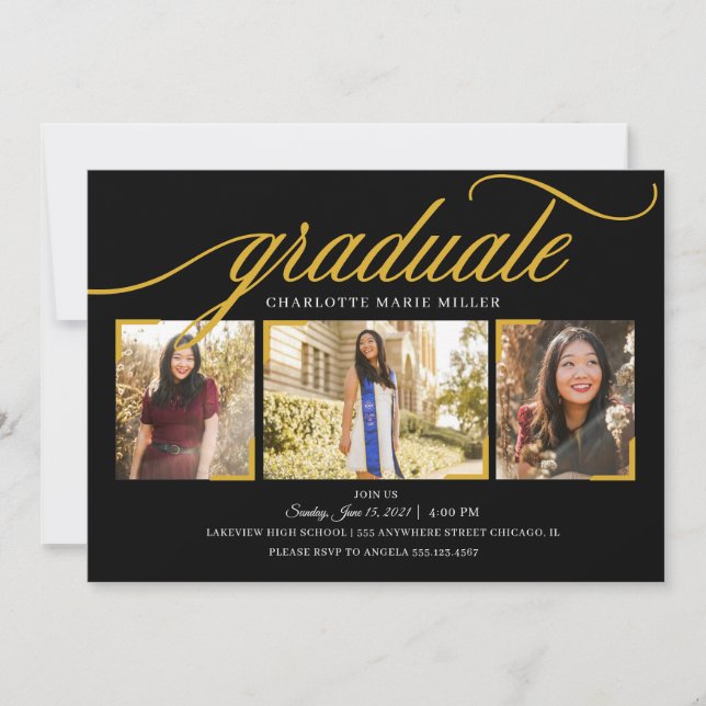 Convite para Cartão com fotos de Anúncio de Gradua (Frente)