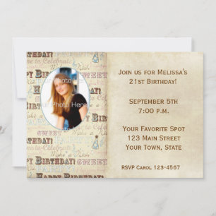 Convite para Cartão com fotos de Texto de Anivers