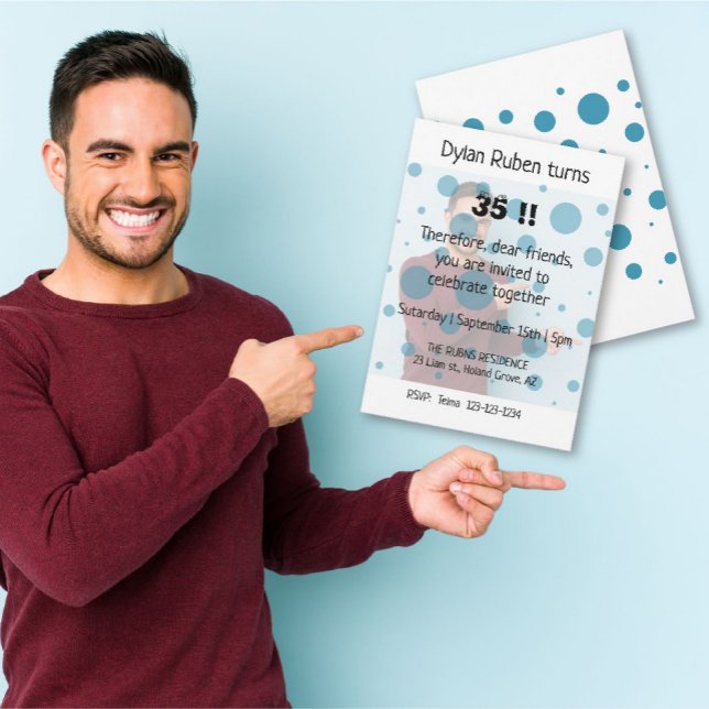 Convite para Cartão de Aniversário de Foto Moderno (Criador carregado)