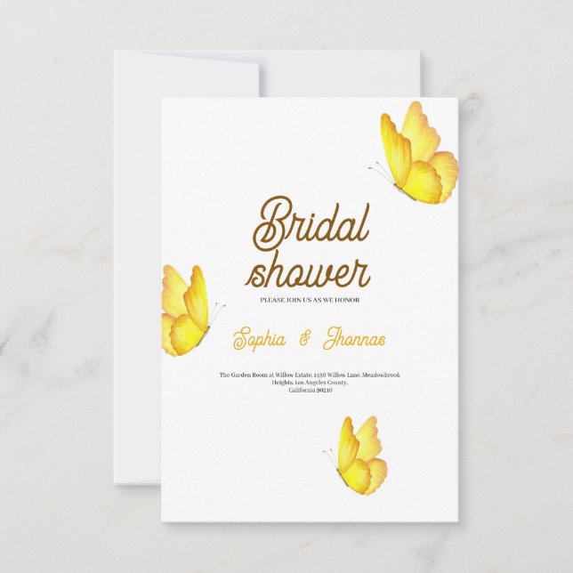 convite para cartão de chá de panela de borboleta  (Frente)