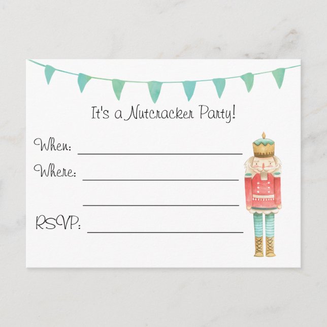 Convite para Cartão-postal de Natal do Noz-Cracker (Frente)