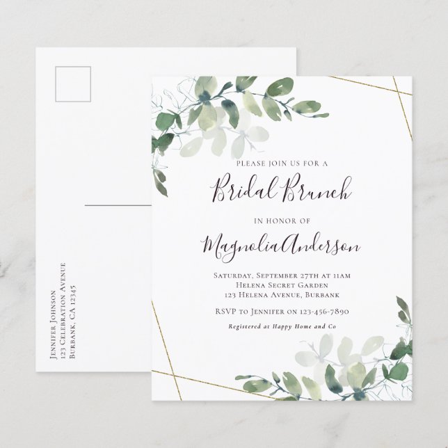 Convite para Cartão-postal de noivado Eucalyptus p (Frente/Verso)