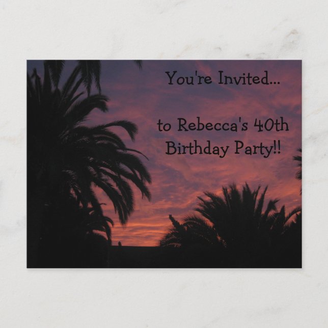 Convite para Cartão-postal Sunset (Frente)