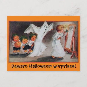 Convite para Cartão-postal Vintage Halloween Girl