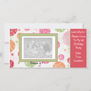 Convite para Cartões de fotos de primeiro aniversa