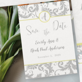 Convite para Casamento Amarelo de Cinza Clara Dama