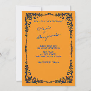 Convite para Casamento Amarelo de Mostarda Minimal