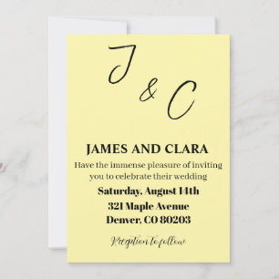 Convite para Casamento Amarelo elegante