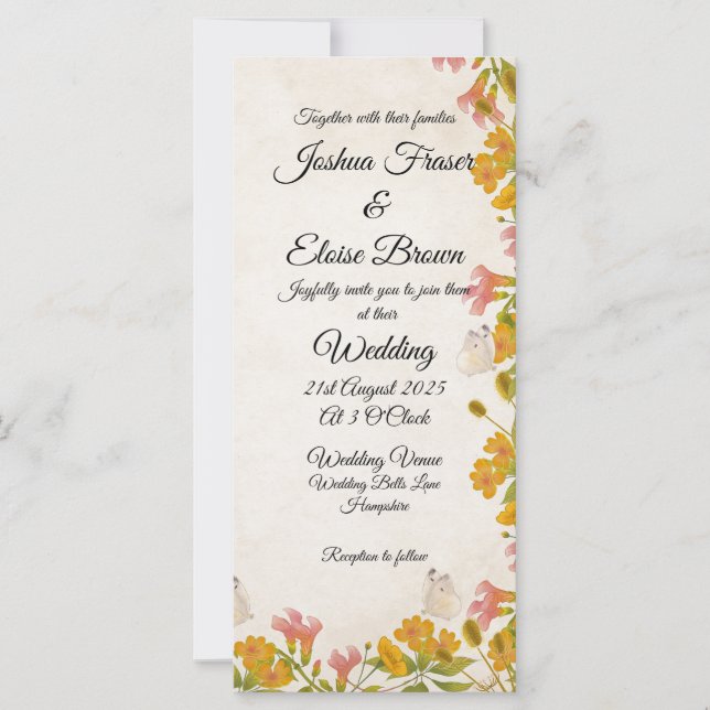 Convite para Casamento Amarelo Vitoriano (Frente)