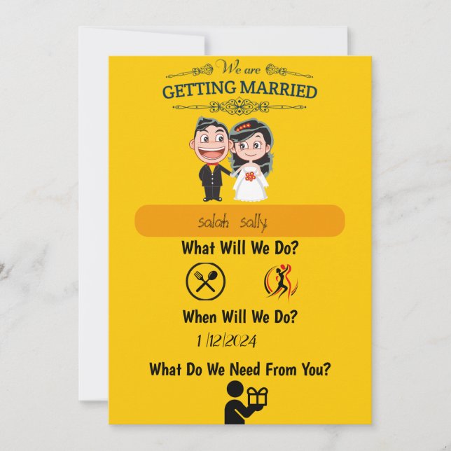 convite para casamento Amusing e informativo (Frente)