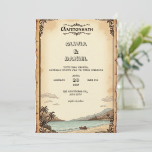 Convite para casamento antiquado e vestido