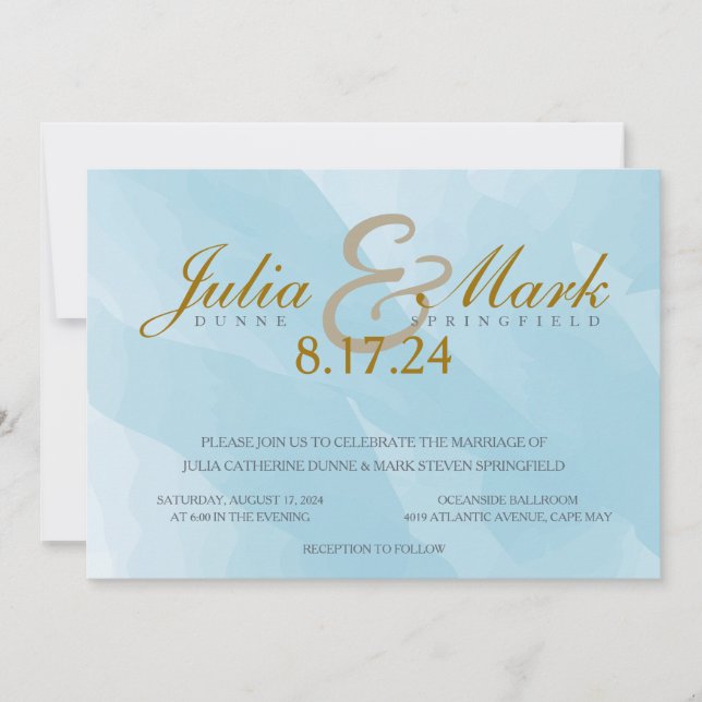 Convite para Casamento Aqua Watercolor (Frente)