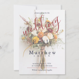 Convite para Casamento Autumn Blooms Boho