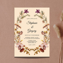 Convite para Casamento Autumn Boho Wildflower