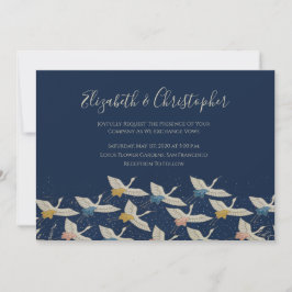 Convite para Casamento Azul com Crane Vintage