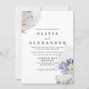 Convite para casamento azul da praia de Seashell