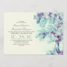 Convite para Casamento Azul de Árvore Dusty