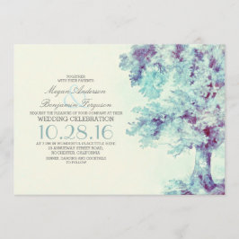 Convite para Casamento Azul de Árvore Dusty