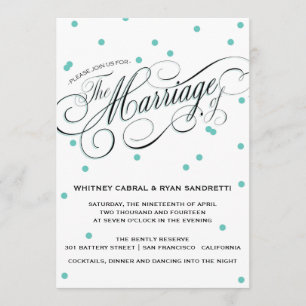 Convite para Casamento Azul de Ponto Elegante