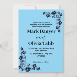 Convite para Casamento Azul do Céu Elegante - Româ
