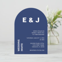 Convite para Casamento Azul do Marinho Moderno