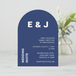 Convite para Casamento Azul do Marinho Moderno