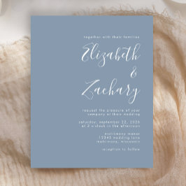Convite para Casamento Azul Dusty de Script Modern