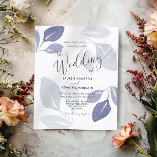 Convite para Casamento Azul Dusty Foliage Orçament