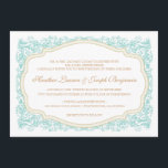 Convite para Casamento Azul e Dourado do Ornamenta<br><div class="desc">Elegante e eterno, este convite inspirado na vintage é tão bonito quanto o dia que você conheceu! O detalhe de rolagem do ornamentado em azul cárpio destaca um quadro retrô com tipografia limpa e clássica. A correspondência entre o cartão Salvar a Data e a Resposta também está disponível.Adicione um carimbo...</div>