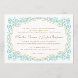 Convite para Casamento Azul e Dourado do Ornamenta