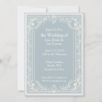 Convite para casamento azul Edwardian