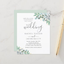 Convite para Casamento Azul Elegante Eucalyptus Du