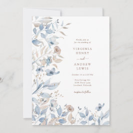 Convite para Casamento Azul Floral Boho