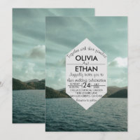 Convite para Casamento Azul marinho Praia
