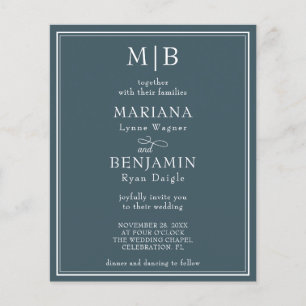 Convite para Casamento Azul Minimalista Moderno de