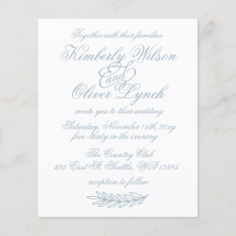 Convite para Casamento Azul Simples Dusty de Orçam