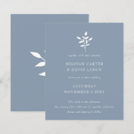 Convite para Casamento Azul Simples Dusty de Orçam
