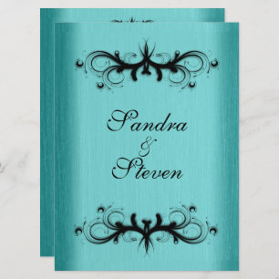 Convite para Casamento Azul Teal