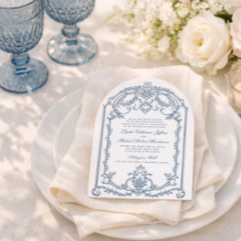 Convite para Casamento Barroco do Ornamentado Azul