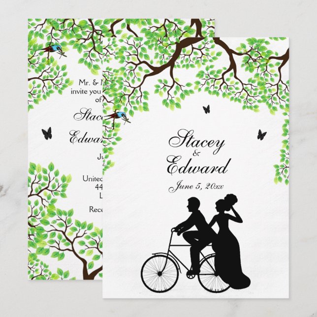 Convite para Casamento Bicicleta (Frente/Verso)