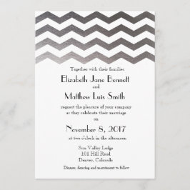 Convite para Casamento Bilíngue de Silver Chevron